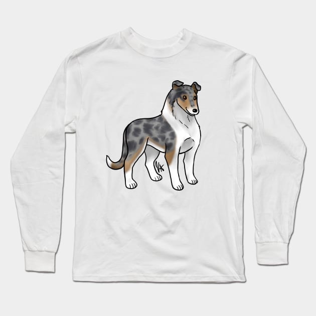Dog - Smooth Collie - Blue Merle Long Sleeve T-Shirt by Jen's Dogs Custom Gifts and Designs